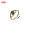 Anillo de latón chapado en oro de 18 quilates con forma de ojo | Anillo abierto ajustable con circonitas cúbicas AAA multicolor | Para protección y uso diario de Hengdian