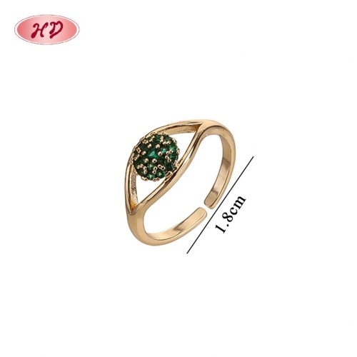 18K Gold Plated Brass Eye Ring | Multi-Color AAA CZ Adjustable Open Ring | For Protection & Daily Wear by Hengdian
