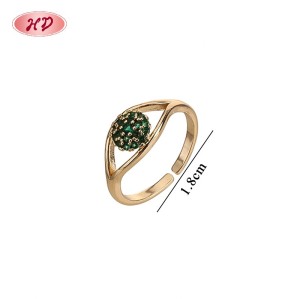 18K Gold Plated Brass Eye Ring | Multi-Color AAA CZ Adjustable Open Ring | For Protection & Daily Wear by Hengdian
