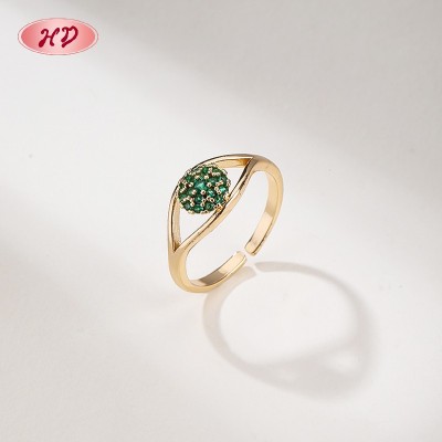 18K Gold Plated Ring | Multi-Color Adjustable Open Ring | Brass Jewelry for Daily Wear by Hengdian
