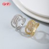Anillo multicapa de latón chapado en oro/plata de 18 quilates | Anillo llamativo con circonitas cúbicas AAA transparentes | Ideal para cócteles y eventos formales