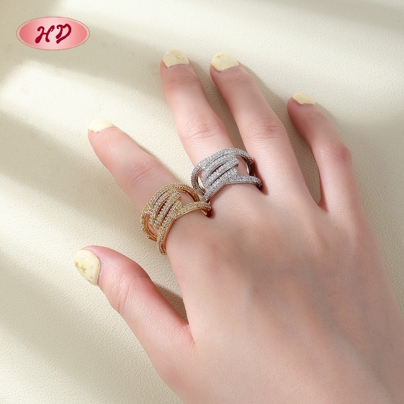 18K Gold/Silver Plated Brass Multi-Layer Ring