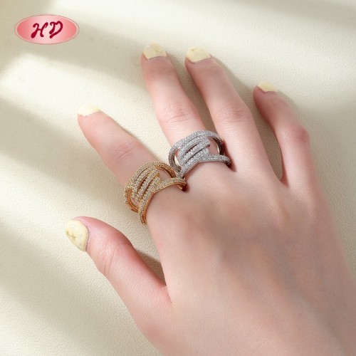 18K Gold/Silver Plated Brass Multi-Layer Ring | Clear AAA CZ Statement Ring | For Cocktail Parties & Formal Events