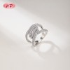 Anillo multicapa de latón chapado en oro/plata de 18 quilates | Anillo llamativo con circonitas cúbicas AAA transparentes | Ideal para cócteles y eventos formales