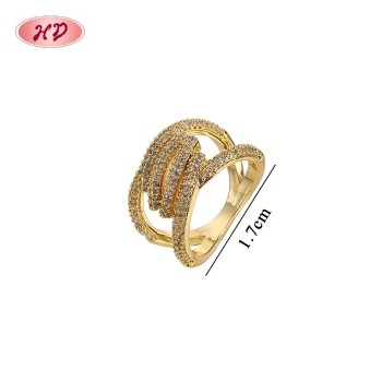 Bold CZ Ring Bulk Supplier | 18K Gold Plated Brass for Retail and Boutique Restocking