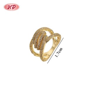 18K Gold/Silver Plated Brass Multi-Layer Ring | Clear AAA CZ Statement Ring | For Cocktail Parties & Formal Events