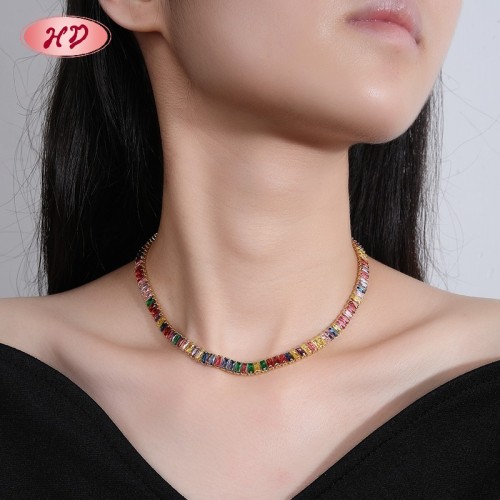 18K Gold Plated Copper Alloy AAA CZ Inlaid Choker Chain | Fashion Jewelry Wholesale | Hip Hop Festival Daily Necklace