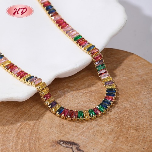 18K Gold Plated Copper Alloy AAA CZ Inlaid Choker Chain | Fashion Jewelry Wholesale | Hip Hop Festival Daily Necklace
