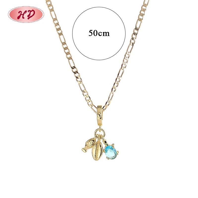 18K Gold Plated Copper Alloy Charm CZ Pendant Necklace