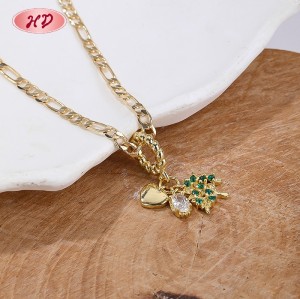 18K Gold Plated Copper Alloy Charm CZ Pendant Necklace | Shell Tree Chain | Fashion Jewelry Wholesale | Office Daily