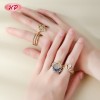18K Gold Plated Brass Mixed Design Ring | AAA CZ Adjustable Open Ring for Women | For Bridal, Daily & Occasion Wear