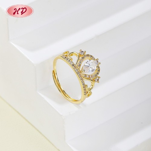 Modern Classic CZ Ring | OEM Factory Custom 18K Gold Plated Brass, AAA Cubic Zirconia