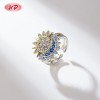 18K Gold Plated Brass Mixed Design Ring | AAA CZ Adjustable Open Ring for Women | For Bridal, Daily & Occasion Wear