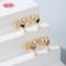 Wholesale 18K Gold Plated Flower Moon Huggie Hoop Earrings with Black CZ Stone Accents | Hengdian Jewelry