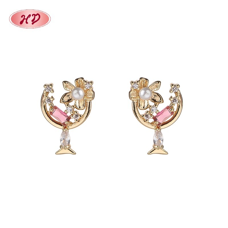 18K Gold Plated Earrings with Copper Alloy AAA Zircon for Women by Hengdian (HD) Jewelry