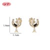 Wholesale 18K Gold Plated Flower Moon Huggie Hoop Earrings with Black CZ Stone Accents | Factory Direct Manufacturer