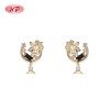 18K Gold Plated Copper Alloy Floral Moon AAA Zircon Stud Earrings | Classic Jewelry Wholesale | Wedding Bridal Daily Use