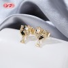 Wholesale 18K Gold Plated Flower Moon Huggie Hoop Earrings with Black CZ Stone Accents | Factory Direct Manufacturer