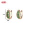 Wholesale 18K Gold Plated Classic Huggie Earrings Green CZ Accent | Factory Direct Brass Hoops