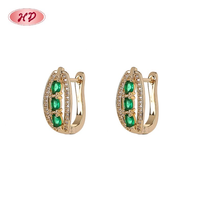 18K Gold Plated Earrings with Copper Alloy AAA Zircon for Women by Hengdian (HD) Jewelry