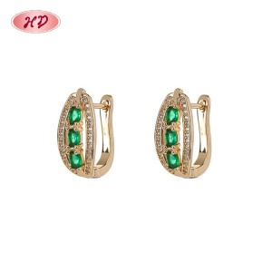 18K Gold Plated Copper Alloy Oval Marquise Huggie Earrings with Zircon | Fashion Jewelry Bulk for Women | Wedding ＆ Gift