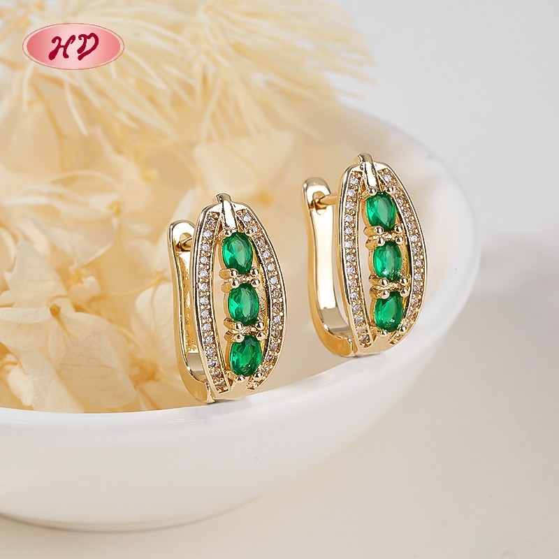 18K Gold Plated Earrings with Copper Alloy AAA Zircon for Women by Hengdian (HD) Jewelry