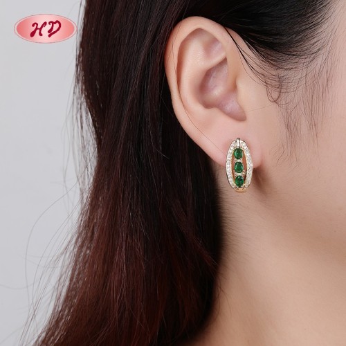 18K Gold Plated Copper Alloy Oval Marquise Huggie Earrings with Zircon | Fashion Jewelry Bulk for Women | Wedding & Gift