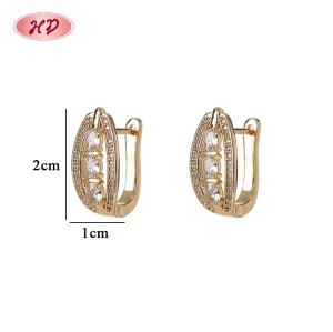 Wholesale 18K Gold Plated Classic Huggie Earrings Clear CZ Accent | Factory Direct Brass Hoops