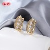 Wholesale 18K Gold Plated Classic Huggie Earrings Clear CZ Accent | Factory Direct Brass Hoops