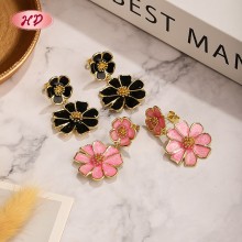 Romantic 18K Gold Plated Copper Alloy Floral Drop Earrings | Fashion Stud Earrings Bulk | Party Date and Daily Accessory