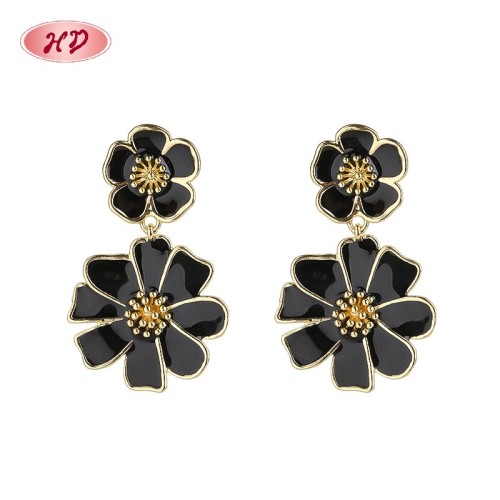 Romantic 18K Gold Plated Copper Alloy Floral Drop Earrings | Fashion Stud Earrings Bulk | Party Date and Daily Accessory