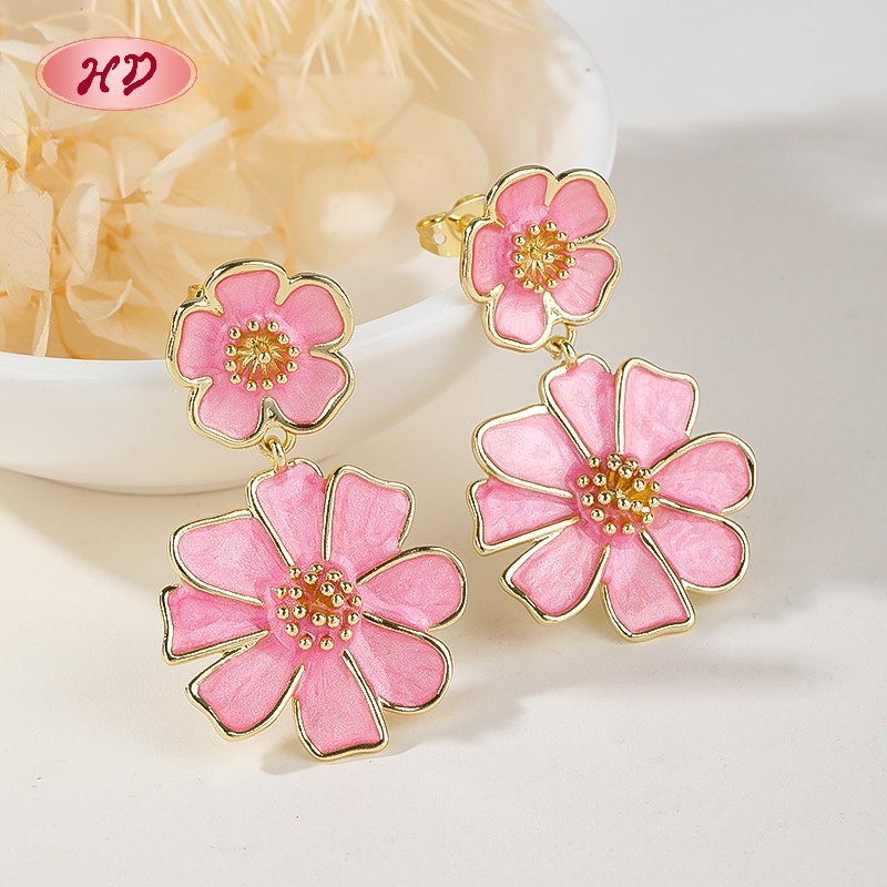 18K Gold Plated Earrings with Copper Alloy AAA Zircon for Women by Hengdian (HD) Jewelry