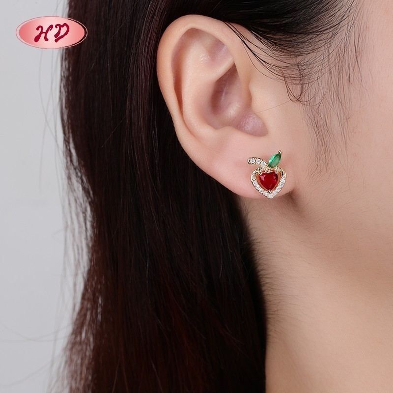 18K Gold Plated Earrings with Copper Alloy AAA Zircon for Women by Hengdian (HD) Jewelry