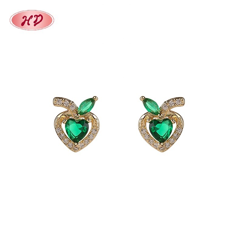 18K Gold Plated Stud Earrings with Copper Alloy AAA Zircon for Women by Hengdian (HD) Jewelry