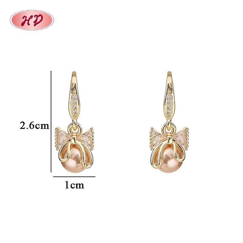 18K Gold Plated Earrings with Copper Alloy AAA Zircon for Women by Hengdian (HD) Jewelry