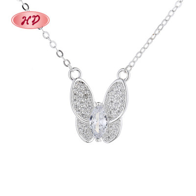 Großhandel Aaa Zirkonia S925 Sterlingsilber Charms Schmetterling Anhänger Halsketten For Schmuck