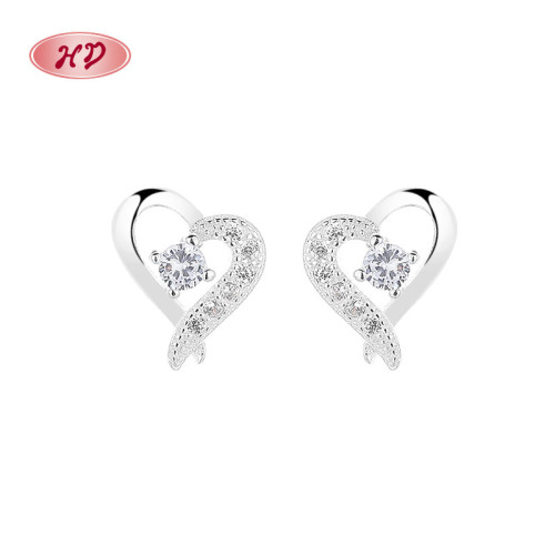 White Circle Zirkon&Herz 925 Sterlingsilber Kubischer Zirkonia Damen Ohrstecker Großhandel Schmuck