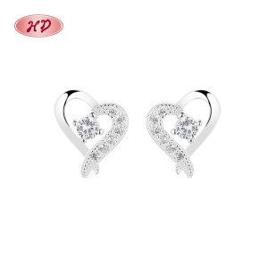 White Circle Zirkon&Herz 925 Sterlingsilber Kubischer Zirkonia Damen Ohrstecker Großhandel Schmuck