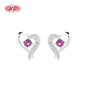 Circle Zirkon&Herz 925 Sterlingsilber Kubischer Zirkonia Damen Ohrstecker Großhandel Schmuck