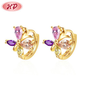 Luxus Niedlich Bunt | Zirkon Schmetterling OhrRinge | 18 Karat Gold Mode Huggies OhrRing | Loop Für Damen