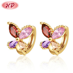 Hd Trend Großhandel | Colored Schmetterling | 18K Vergoldet AAA Zirkon Diamond | Fine Schmuck OhrRinge Stud Damen Huggies OhrRing