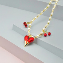 Großhandel Halsketten | Red Herz-Shaped 18K Vergoldet Damen Schmuck Geschenk