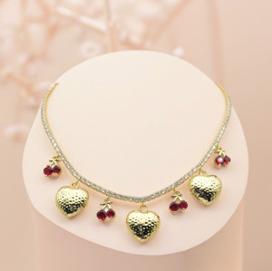 Neu Mode Halsketten China 18K Vergoldet Herz & Kirsche Schmuck Design