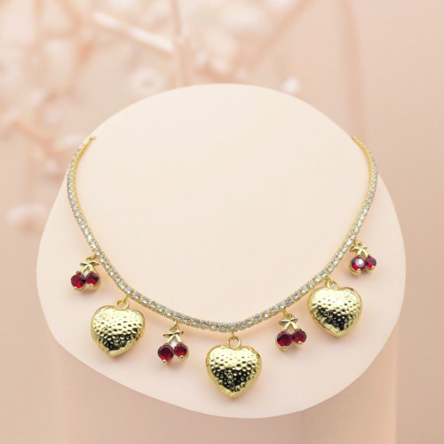 Neu Mode Halsketten China 18K Vergoldet Herz & Kirsche Schmuck Design