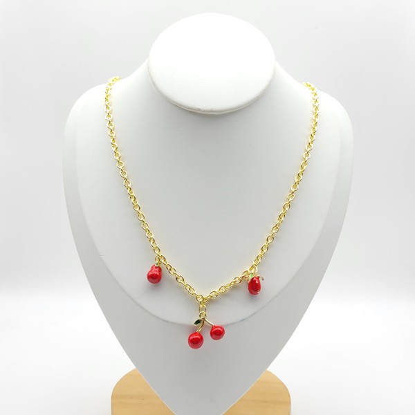 Mode Collier Usine Direct Sales 18K Plaqué or Cerise Conception Pour femmes Bijoux