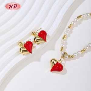 Romantisch Herz-shaped 18k Vergoldet SchmuckSet | Großhandel Mode Kupferlegierung Hochzeit SchmuckSets for Bride Party