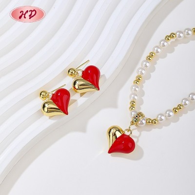 Romantisch Herz-shaped 18k Vergoldet SchmuckSet | Großhandel Mode Kupferlegierung Hochzeit SchmuckSets for Bride Party