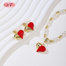 Romantisch Herz-shaped 18k Vergoldet SchmuckSet | Großhandel Mode Kupferlegierung Hochzeit SchmuckSets for Bride Party