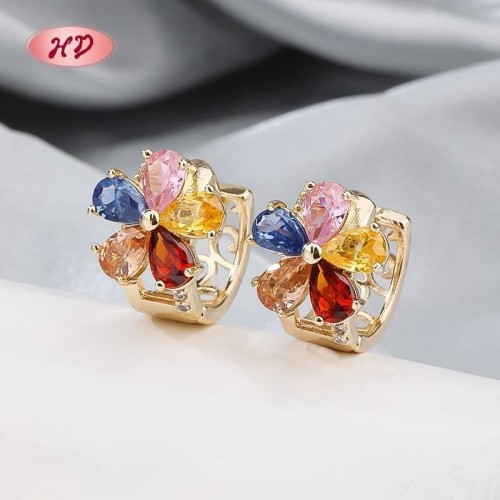 Mode Schmuck Blume OhrRinge | 18k Vergoldet Claw Setting | Großhandel Niedlich Design