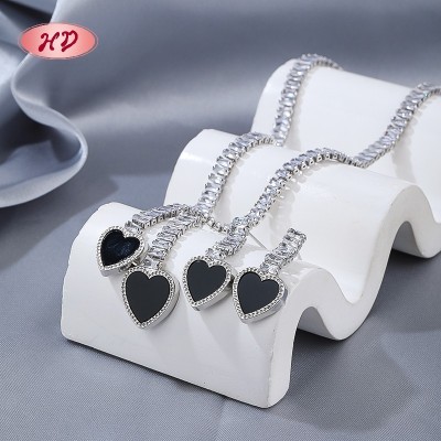 Chic Herz Zirkon 18 Karat Gold - Beschichtet SchmuckSets | Großhandel Mode Sets Braut Schmuck​ with Kupferlegierung